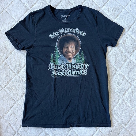 Bob Ross | "No Mistakes, Just Happy Accidents" Short Sleeve Tee | Size Medium - Picture 3 of 8